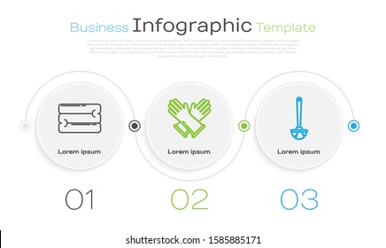 Set line Towel stack , Rubber gloves  and Toilet brush . Business infographic template. Vector