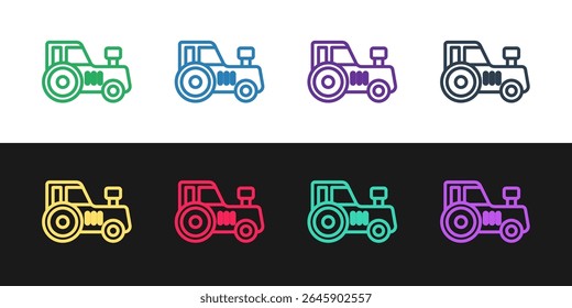 Linie festlegen Traktor-Symbol einzeln auf schwarz-weißem Hintergrund.  Vektorgrafik