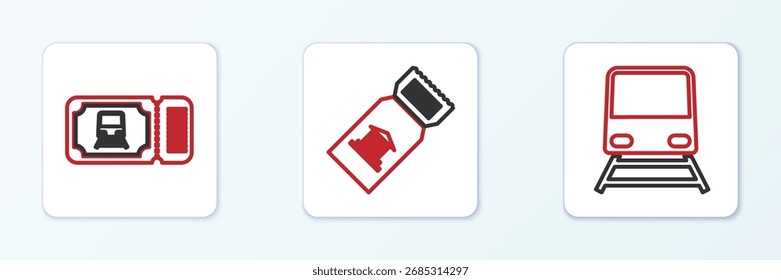 Establecer línea de tren, boleto y el icono del museo. Vector