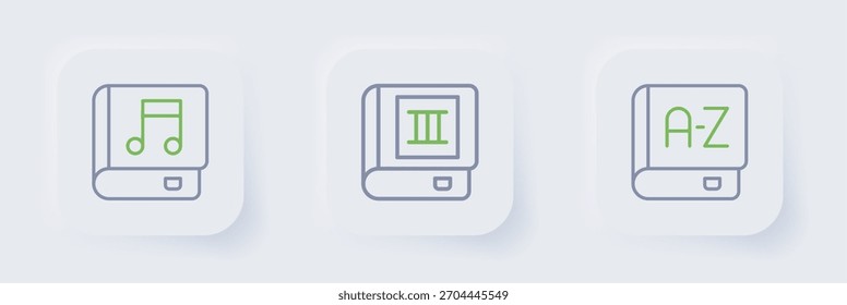 Set line Translator book, Book and Audio icon. Vector