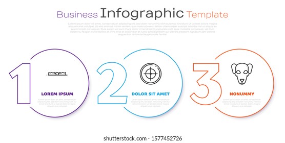 Set line Trap hunting, Target sport for shooting competition and Hunting dog. Business infographic template. Vector