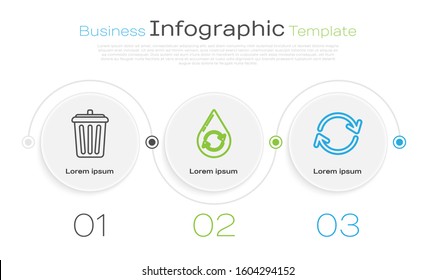 Set line Trash can, Recycle clean aqua and Refresh. Business infographic template. Vector
