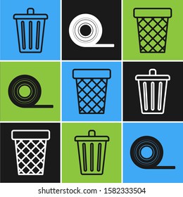 Set line Trash can, Trash can and Scotch icon. Vector