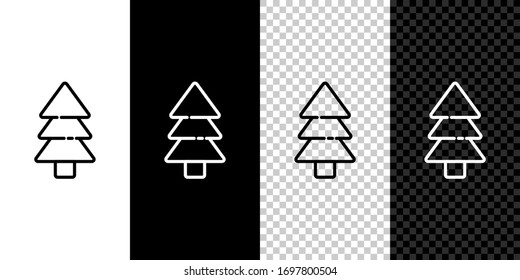 Set line Tree icon isolated on black and white background. Forest symbol. Vector Illustration