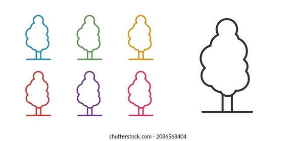 Set line Tree icon isolated on white background. Forest symbol. Set icons colorful. Vector