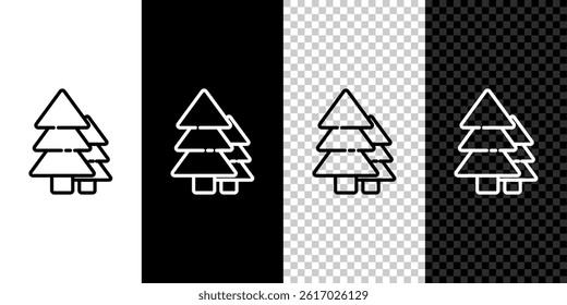 Set line Tree icon isolated on black and white background. Forest symbol.  Vector Illustration