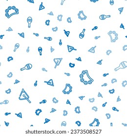 Set line Triangle, Tambourine and Maracas on seamless pattern. Vector