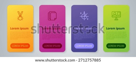 Set line Trigonometric circle, Online class, Medal and File document. Business infographic template. Vector