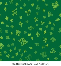Set line Trolley baggage, Scale with suitcase and Passenger ladder for plane boarding on seamless pattern. Vector