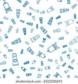 Set line Tube with paint palette, Easel or painting art boards and Tube with paint palette on seamless pattern. Vector