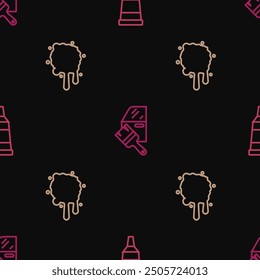 Set line Tube with paint palette, Paint spray and Car painting on seamless pattern. Vector