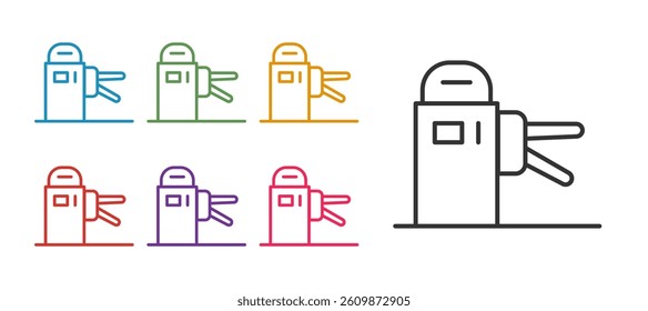 Set line Turnstile icon isolated on white background. Set icons colorful. Vector