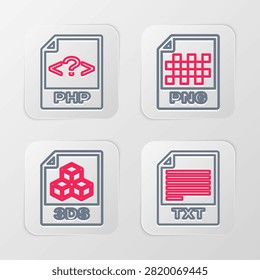 Задать строку TXT файл документа, 3DS, PNG и PHP значок. Вектор