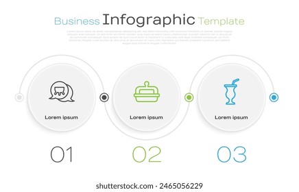 Set line Udder, Butter in a butter dish and Milkshake. Business infographic template. Vector