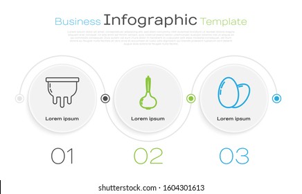 Set line Udder, Onion and Chicken egg. Business infographic template. Vector
