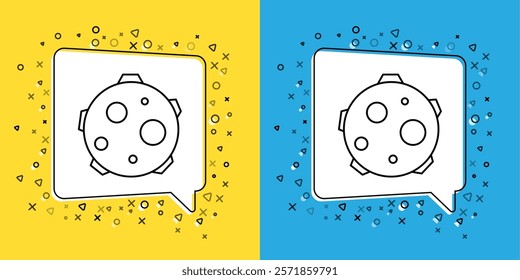 Set line UFO abducts cow icon isolated on yellow and blue background. Flying saucer. Alien space ship. Futuristic unknown flying object.  Vector Illustration