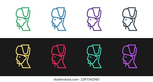 Set line Ukrainian cossack icon isolated on black and white background.  Vector