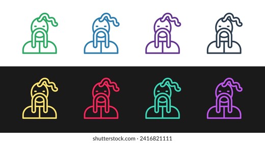 Set line Ukrainian cossack icon isolated on black and white background.  Vector