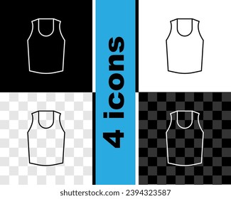 Set line Undershirt icon isolated on black and white, transparent background.  Vector