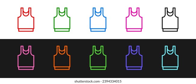 Set line Undershirt icon isolated on black and white background.  Vector