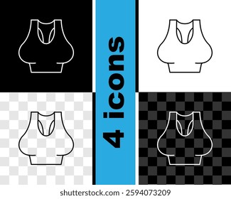 Set line Undershirt icon isolated on black and white, transparent background.  Vector