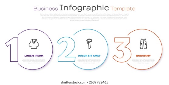 Set line Undershirt, Tie and Pants. Business infographic template. Vector