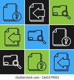 Set line Unknown document, Search concept with folder and Next page arrow icon. Vector