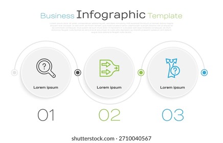 Set line Unknown search, Arrow and . Business infographic template. Vector