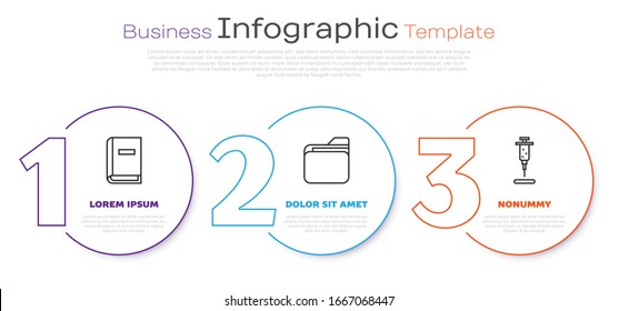 Set line User manual, Document folder and Syringe. Business infographic template. Vector