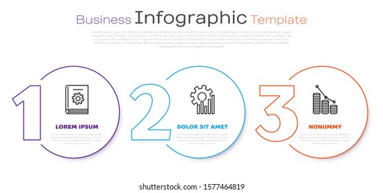 Set line User manual, Pie chart infographic and Pie chart infographic and coin. Business infographic template. Vector
