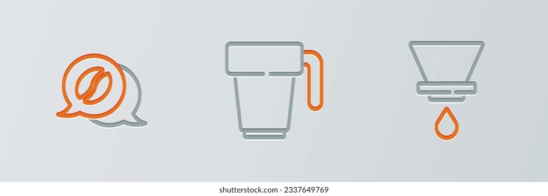 Set line V60 coffee maker, Coffee and conversation and cup icon. Vector