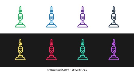 Set line Vacuum cleaner icon isolated on black and white background.  Vector Illustration