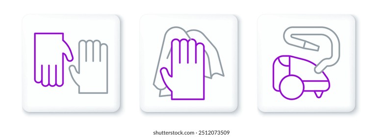 Aspiradora, guantes de goma e icono de servicio de limpieza. Vector