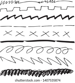 Set of line vector illustration.Set of Underline Strokes in Doodle Style Various Shapes