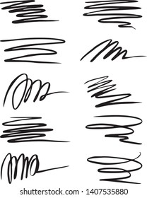 Set of line vector illustration.Set of Underline Strokes in Doodle Style Various Shapes