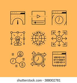 Set of line vectors icons in the flat style.