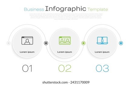 Set line Video chat conference,  and . Business infographic template. Vector