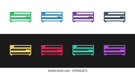 Set line Video game console icon isolated on black and white background.  Vector Illustration