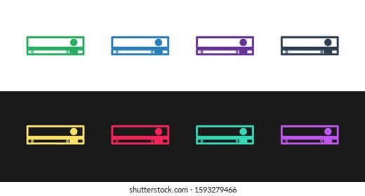 Set line Video game console icon isolated on black and white background.  Vector Illustration