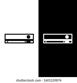 Set line Video game console icon isolated on black and white background.  Vector Illustration