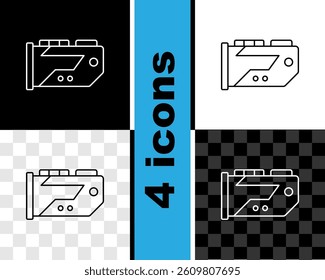 Set line Video graphic card icon isolated on black and white, transparent background.  Vector