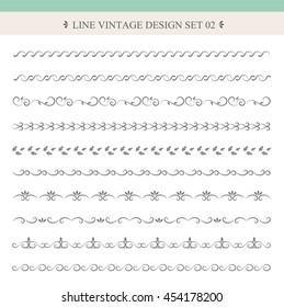 Set line vintage vector design, decorative elements, border and page rules frame, ornamental rule different design styles.