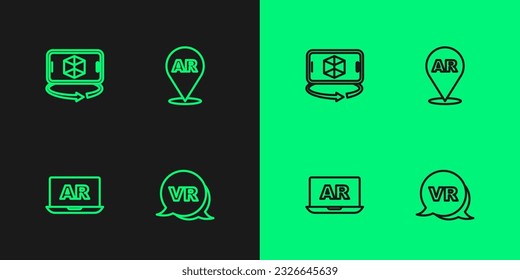 Set line Virtual reality, Augmented AR, 3d modeling and  icon. Vector