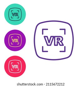 Set line Virtual reality icon isolated on white background. Futuristic VR head-up display design. Set icons colorful. Vector