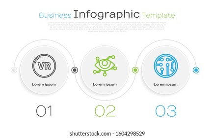 Set line Virtual reality, Virtual reality and Processor. Business infographic template. Vector