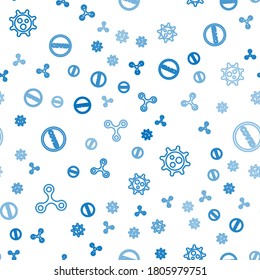 Set line Virus,  and Corona virus covid-19 on seamless pattern. Vector