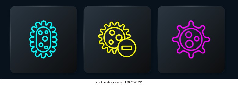 Establecer el virus de línea y el virus negativo. Botón cuadrado negro. Vector
