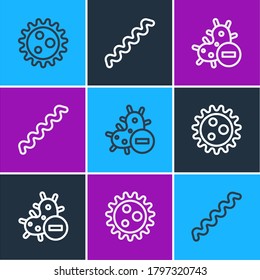 Set line Virus, Negative virus and  icon. Vector