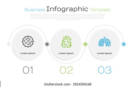 Set line Virus, Rabies virus and cells in lung. Business infographic template. Vector