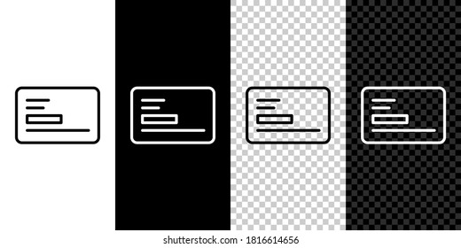 Set line Visiting card, business card icon isolated on black and white background. Corporate identity template. Vector.